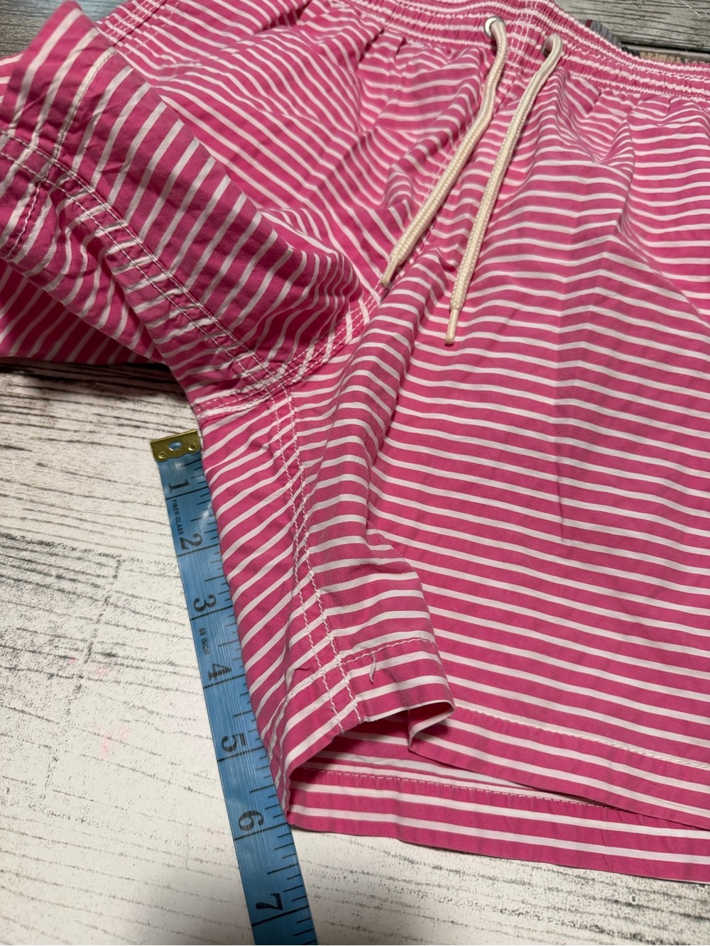 Barbour Striped Lined Swim Trunks Men’s S Pink White (Inseam 6) Drawstring - Picture 2 of 10